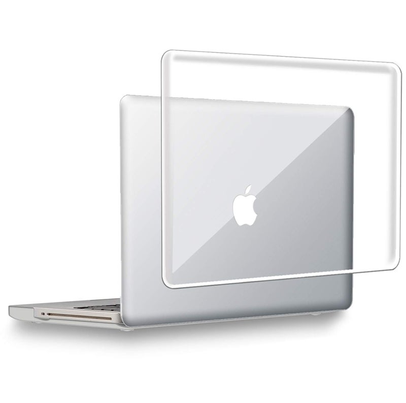 UESWILL Compatible with MacBook Pro 13 inch with CD-ROM (Late 2008-Mid 2012 Release) Model A1278, Glossy See Through Transparent Hard Shell Case Cover + Microfibre Cleaning Cloth, Crystal Clear - Image 1